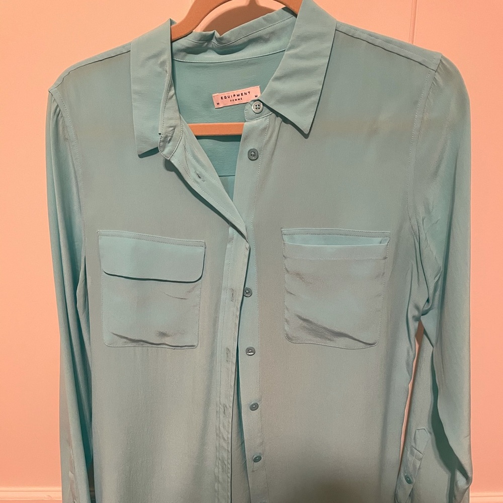 Teal equipment silk shirt